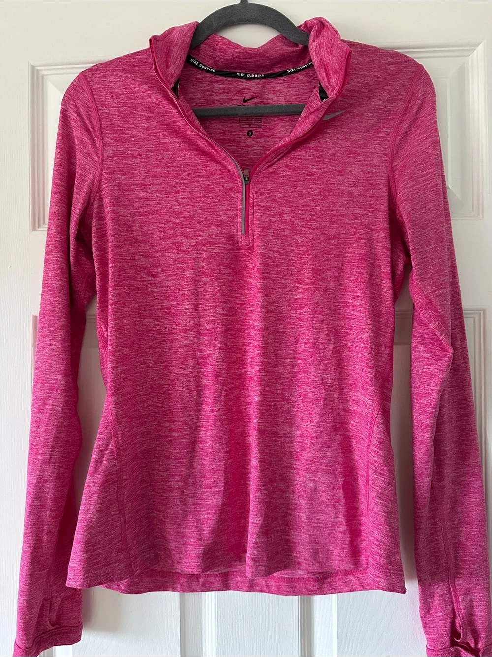 Nike Women's Pink Quarter-Zip Long Sleeve Top